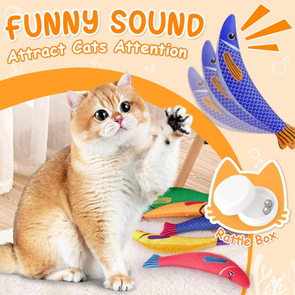 Cat Toys for Indoor Cats, 6 Pack Interactive Catnip Toys for Bored, Kitten Kicker Toy for Kitty with Sound, Cat Chew Toys for All Breeds