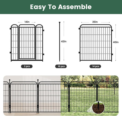 Gardner Pet Dog Playpens, 40" H 16 Panels Dog Pen Outdoor/Indoor Dog Fence Exercise Pen for Small/Medium/Large Dogs,Pet Play Yard Gate with Gravity Automatic Lock, Pet Playpen, Black