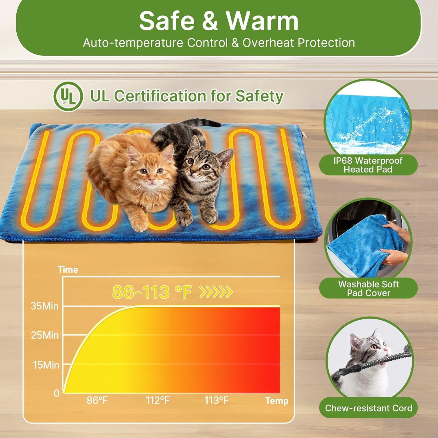 Heated Cat House for Outside - 32" Insulated Cat House Outdoor Weatherproof, Winter Outdoor Cat Shelter with Waterproof Eaves & Escape Door, Elevated Cat Shelter for Feral Stray Cat Kitty, XL