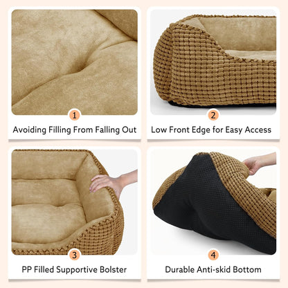 MIXJOY X-Large Dog Bed for Large, Medium, Small Dogs - Rectangle, Washable, Orthopedic, Soft Calming Sleeping Puppy Bed - Durable Pet Cuddler with Anti-Slip Bottom - XL (35"x25"x9")