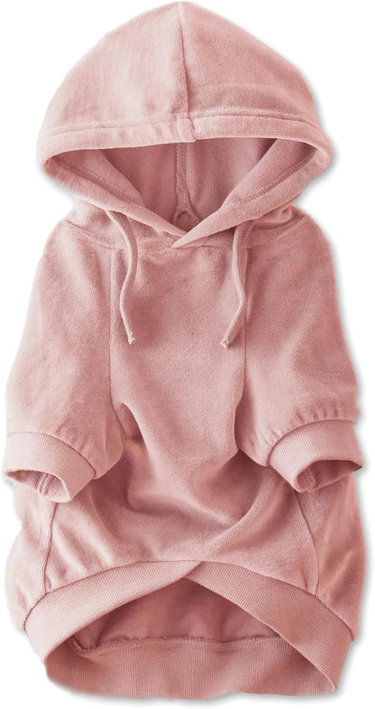 Cooper II Organic Cotton Velour Dog Hoodie Pet Coat for Small, Medium and Large Dogs, Pink, Medium