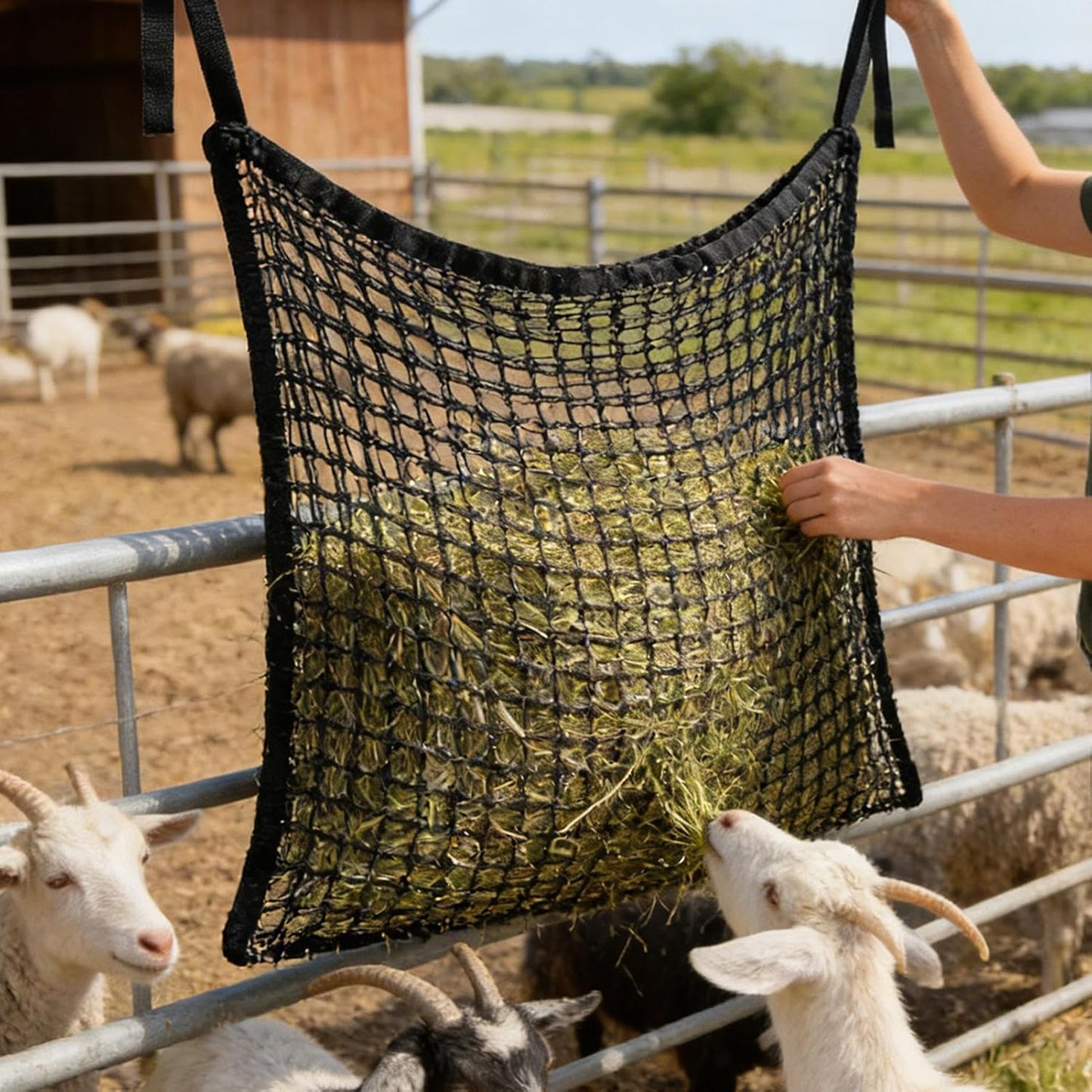 Forage Holder - Quick Load Webbing Pouch, Grazing Control Animal Feeder, Heavy Duty Stable Supply, Gut Health Support Roughage Containment Equipment | Equine Caprine Farm Pens Hauling