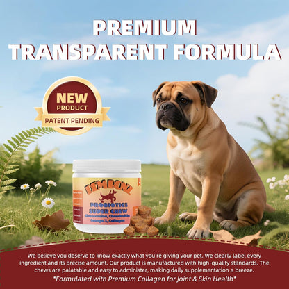 Dembonz Joint Supplement for Dogs – Hip and Joint Chews for Dogs, Glucosamine, Chondroitin, Omega 3, Collagen & Probiotics, Supports Digestion, Immunity, Fur, and Oral, 120 Count