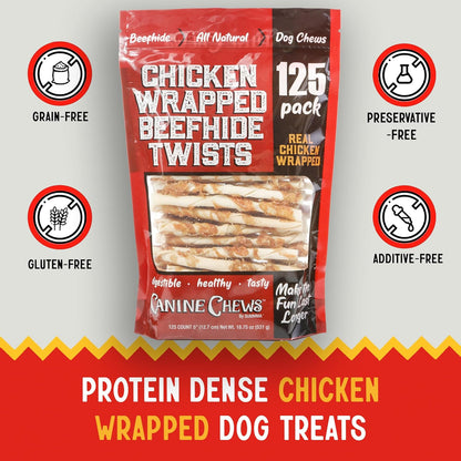 Canine Chews Chicken-Wrapped Rawhide Chews for Dogs (125 ct.)