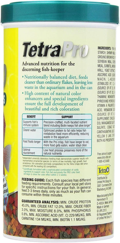 TetraPro Tropical Color Crisps, Fish Food With Natural Color Enhancers, Tropical Fish Food, 7.41 Ounces