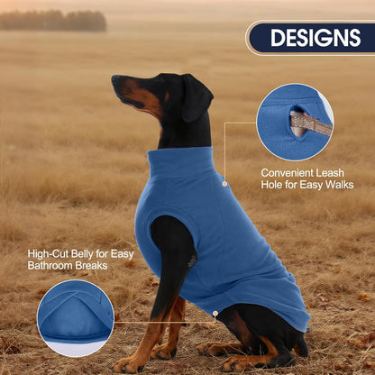 IECOii 2 Pack Fleece Doberman Sweater for Dog - Warm Winter Fleece Vest, Comfortable Coats for Outdoor, Stretchy Pet Sweatshirt for Large Dogs, Machine Washable (Size 4XL, Dark Blue & Light Blue)