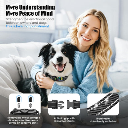 Smart AI Bark Collar for Large Medium Small Dogs, Anti Barking Device with 5 Training Modes, Exclusive Forced Bark-Stopping, Rechargeable IP67 Waterproof Bark Collar with 5 Sensitivity (Black)