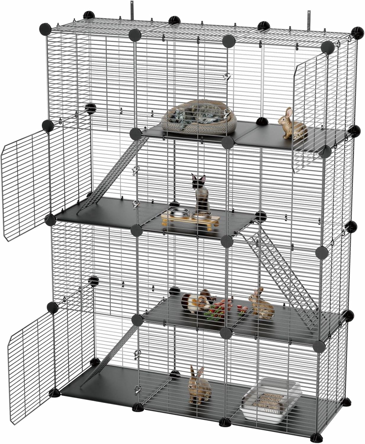 Cat Cage Indoor, Big Wire Cat Cage Kennels Enclosures DIY Playpen Crates, Pet Pen C&C Cage for Multiple Cats Kittens Rabbits Bunny Ferrets Chinchilla and Small Animals