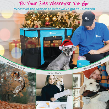 Portable Dog Playpen Medium - Cat Playpen for Indoor Cats Enclosed - Foldable Collapsible Fabric Pen - Travel Puppy Kitten Crate Kennel - Indoor Outdoor popup Tent for Pets Small Dogs Puppies Kittens