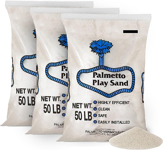 Palmetto 3 Pack Soft Play Sand, Clean and Safe Low-Dust Creme-Colored Natural Sand for Sensory Playtime, Ideal for Sandboxes and Play Areas, 50 lbs