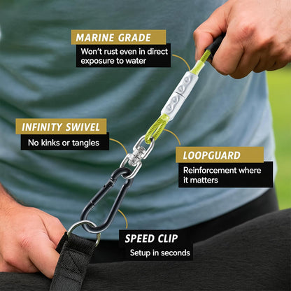 Heavy Duty Dog Tie Out Cable for Medium & Large Dogs up to 250lbs, 10/20/30/50/70/100ft Strong Steel Pet Leash for Outdoor Yard, Camping & Training (Lime Green, 30FT)