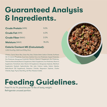 Jinx Chicken Wet Dog Food Topper, Mix with Dry Dog Food, Made with Real Chicken, Bone Broth & Brown Rice, No Fillers, Puppy, Adult, Senior, 9oz, 12 Pack