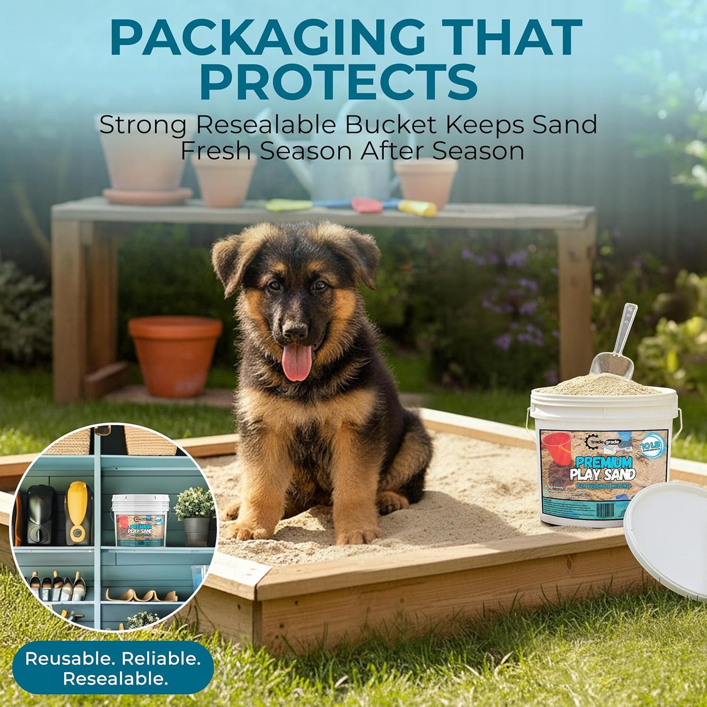 Trade Grade Play Sand for Sandbox Sand for Kids - Bulk Bucket Natural Play Sand for Kids, Sensory Play, Tables, & Outdoor Fun, Perfect for Wet Castle Building & Creativity (10 Pounds)