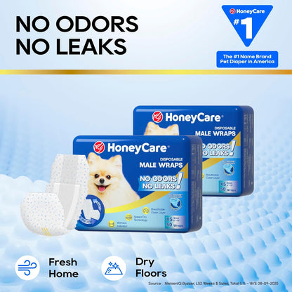 HONEY CARE All-Absorb A27 Male Dog Wrap, 50 Count, Extra Small