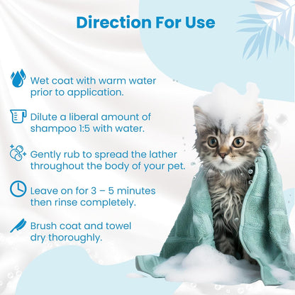 Bio PetActive Cat Shampoo with Natural Aloe Vera Extract | Itch Relief, Sensitive Skin & Coat Care – Deshedding & Moisturizing Formula | Veterinary Formulated, Paraben Free, pH Balanced | 13.53 Fl Oz