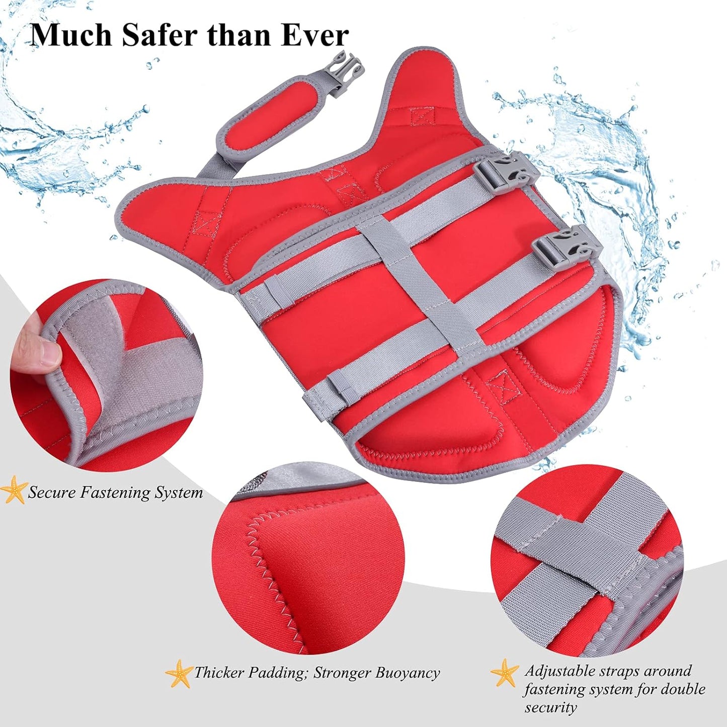 VIVAGLORY + Neoprene Dog Life Vest + High Buoyancy Dog Life Jacket, Lightweight & Buoyancy, Swimming Vest with Handle