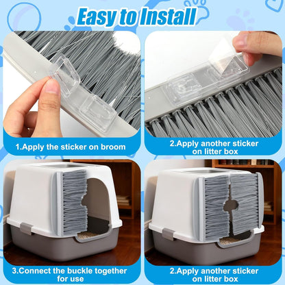 Mity rain Cat Litter Mat Broom for Litter and Cat Hair Remove, Easy to Clean Litter Box Accessories with Broom Design, Gift for People Who Love Cats