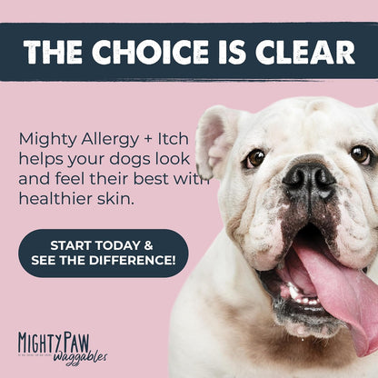 Mighty Paw Waggables Allergy Immune + Itch (Made in The USA) -Dog Chews Anti-Itch for Dogs. Allergy Support Vitamins for Skin and Coat Allergies. Omega 3 & Quercetin for Pets 120 Ct
