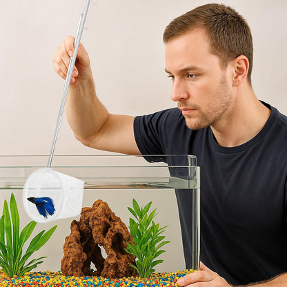 2 Pcs Extendable Aquarium Net Small Fish Net for Fish Tank Fishing Tank Nets Small with 5-16 Inch Stainless Steel Long Handle, Fine Mesh for Fishes Shrimp Pond Creek, 3In 4In