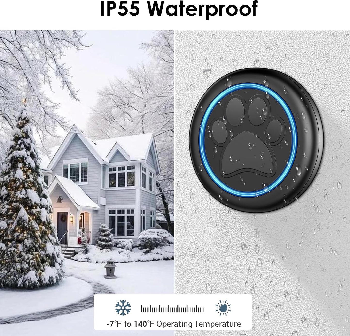 Full House Dog Doorbell for Potty Training, Wireless Pet Doggie Door Bell Training to Go Outside, Waterproof Touch Button, Over 1000 feet Range