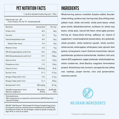 ORIJEN Wild Reserve Dry Dog Food Wild-Caught Fish Recipe 12lb Bag