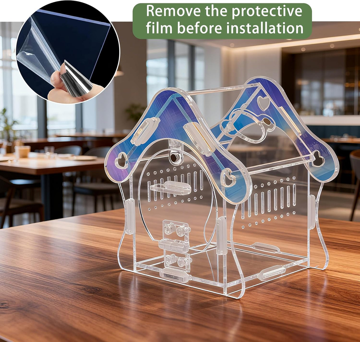 Magnetic Acrylic Jumping Spider Enclosure with Mushroom House, Easy-Feed Hole & Front Opening – Terrarium for Tarantula, Mantis, Beetle, Gecko, Hermit Crab, Reptile Habitat