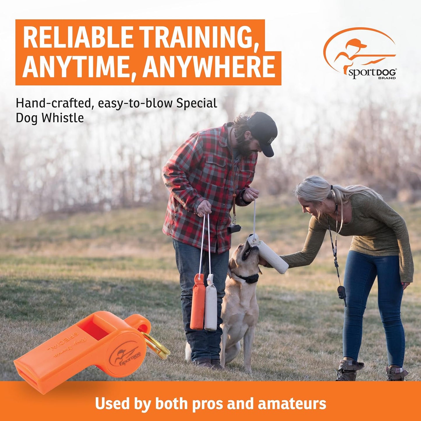 SportDOG Brand Roy Gonia Special Whistle Without Pea - Hunting Dog Training Whistle with Easy-to-Blow Design - Orange