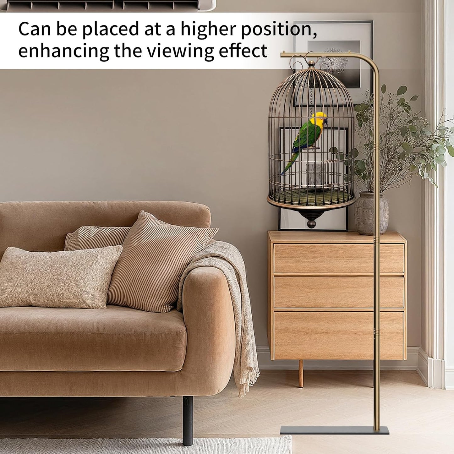 TBTFW 67 Inch High Hanging Bird Cage, Bird Cage Stand, Feeder Stand with Base, Suitable for Hanging Various Types of Birdcages(Weight Limit: Within 35 Pounds)