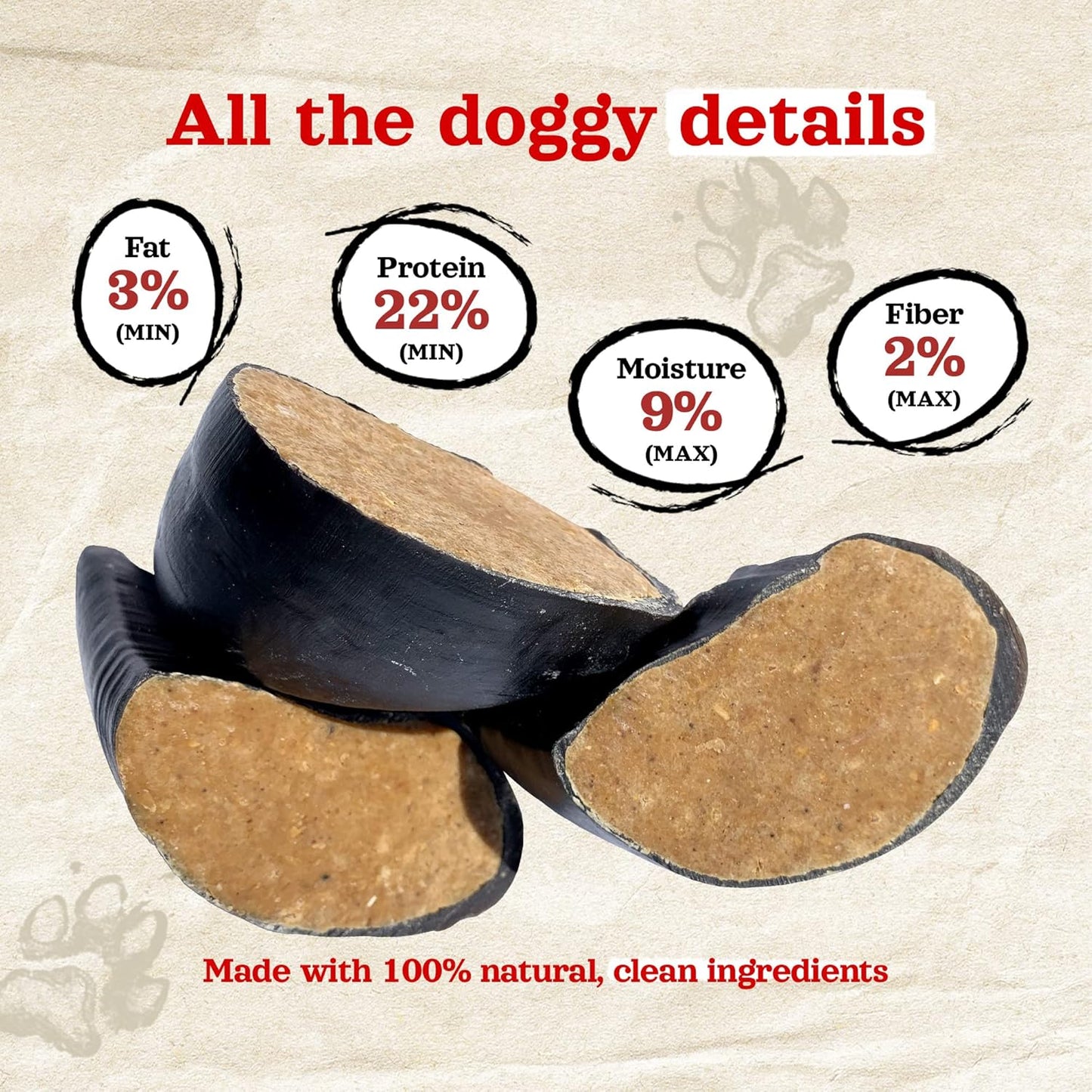 Natural Farm Chicken Filled Cow Hooves for Dogs (4-Pack), Long-Lasting Natural Hoof Beef Bone Treats, Best for Small, Medium & Large Dogs
