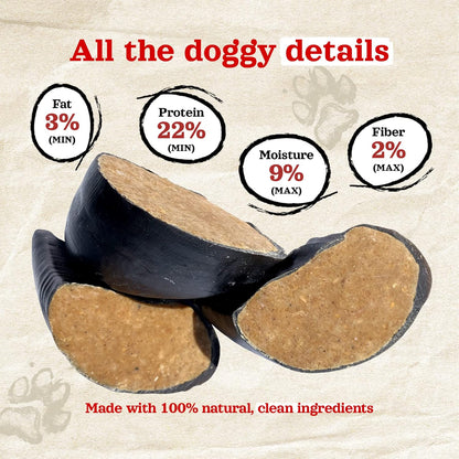 Natural Farm Chicken Filled Cow Hooves for Dogs (4-Pack), Long-Lasting Natural Hoof Beef Bone Treats, Best for Small, Medium & Large Dogs