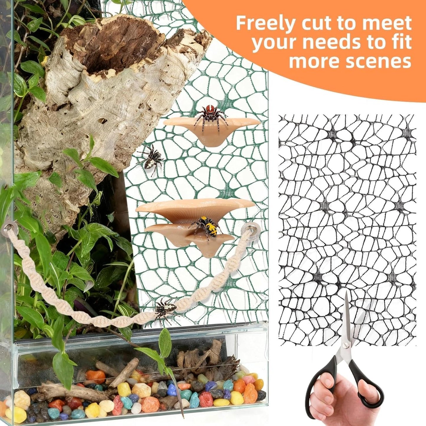 8 Pcs Jumping Spider Hide Enclosure Habitat, Pet Spiders Hideout Leaf Climbing Rope Bridge Swings & Web, Mushroom Shelf, Jump Platform with Magnets for Pet Spider Habitat Accessories