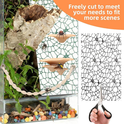 8 Pcs Jumping Spider Hide Enclosure Habitat, Pet Spiders Hideout Leaf Climbing Rope Bridge Swings & Web, Mushroom Shelf, Jump Platform with Magnets for Pet Spider Habitat Accessories