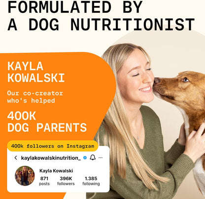 5-in-1 Dog Probiotic Powder – 100% Natural Gut Health Support with Prebiotics, Postbiotics & Enzymes – Crafted by Dog Nutritionist Kayla Kowalski, Made in USA – 30 Scoops