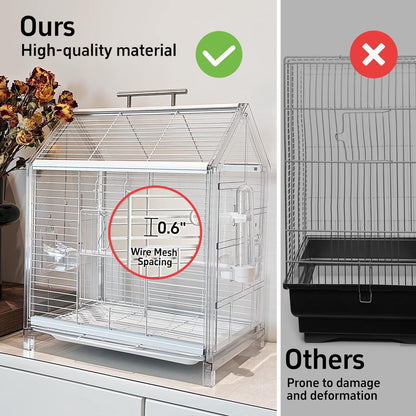 20.5 inch Small Bird Cage, Parrot Cage, Portable Bird Carrier, Travel Carrier Cage for Home, Outing, Pet Clinic, Temporary Placement, for Small Medium Birds(White)