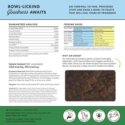 The Pets Table Air Dried Grain Free Dog Food for Dogs Large, Medium and Small | Puppy Dog Food, Adult Dog Food, Senior Dog Food | Beef & Berries 4.5 lbs / 72 oz Bag