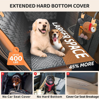 PROZAR Dog Car Seat Cover for Back Seat, Hard Bottom Back Seat Extender for Dogs - Supports 400lbs, Back Seat Pet Cover, Dog Hammock for Car SUV and Trucks