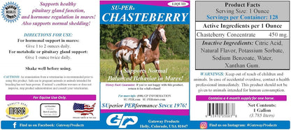 SU-PER Chasteberry Liquid Supplement for Horses - Supports Hormone Regulation & Healthy Pituitary Gland Function in Mares - Chasteberry for Horses - 1 Gallon, 4 Month Supply (120 Days)