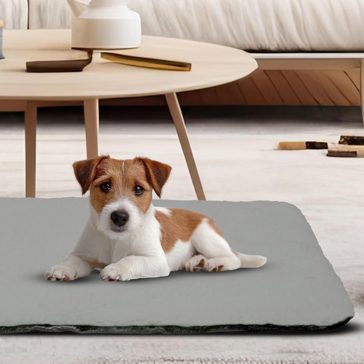 Self Warming Cat Mat - 25x18in Thermal Dog Crate Pad with Removable Washable Sherpa Cover and Reflective Insulation Layer for Self Heating - Pet Supplies for Small Dogs and Cats by PETMAKER (Gray)