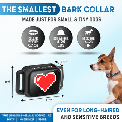2 Pack Bark Collar for Small Dogs 5-15 lbs with Magnetic Charging – No Shock, 3 Beep & Vibration Modes, 5 Sensitivity Levels – Humane Stop Anti-Barking Device – Dog Training Bark Collar (Black/RH)
