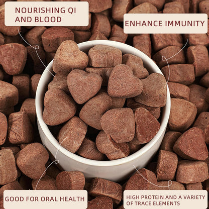 Freeze-Dried Rabbit Blood in Heart Shape,High Protein Freeze-Dried Pet Food for Dogs Cats, Supplemental Iron.Fresh Ingredient Snacks, 2.1 oz.