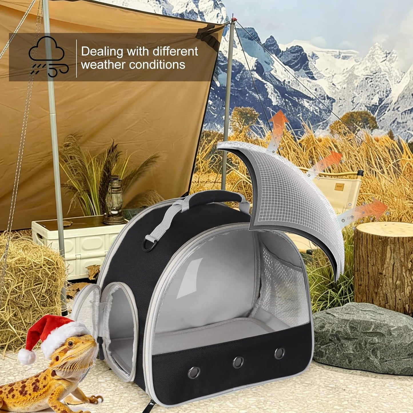 Bearded Dragon Travel Carrier,Lizards Carrier, Small Animal Travel Carrier for Sugar Glider Hedgehog Rat Parrot Bird Guinea Pig, Portable Guinea Pig Travel Bag for 2