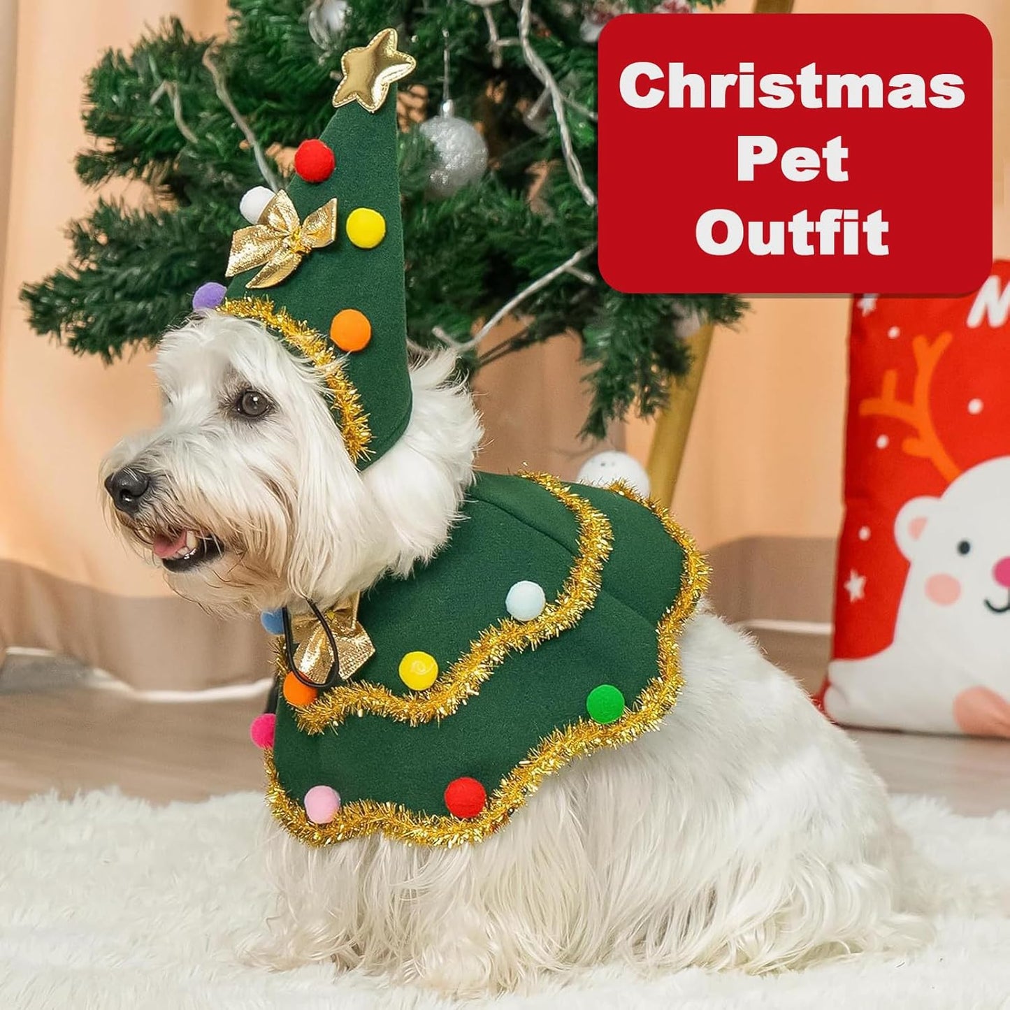 Christmas Pet Outfit，Custom Fit Holiday Clothes for Dogs & Cats,Soft, Comfortable & Festive Apparel,Perfect for Holiday Photos & Parties– Size M fits Pets Weighing 5–8lbs