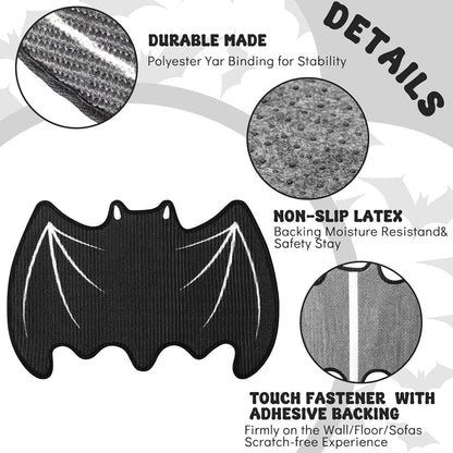 Gothic Self-Adhesive Cat Scratch Furniture Protector Mat, Trimmable Sisal Wall Corner Cat Scratcher Pad for Gothic Christmas Sofa Couch Indoor Activity Play(Bat)