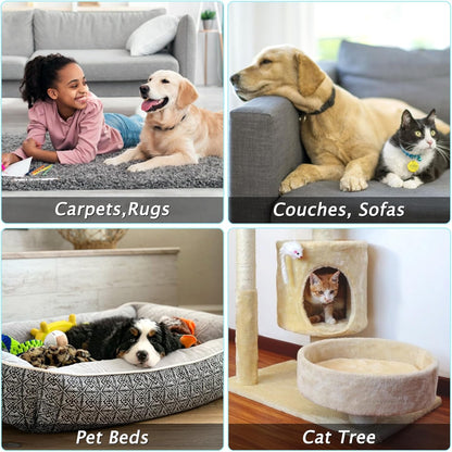 Carpet Rake for Pet Hair Removal - Reusable Pet Hair Remover, 60” Adjustable Long Handle Cat Dog Carpet Rake Scraper with Patented Design, Dog Hair Rake Brush for Rugs, Mats