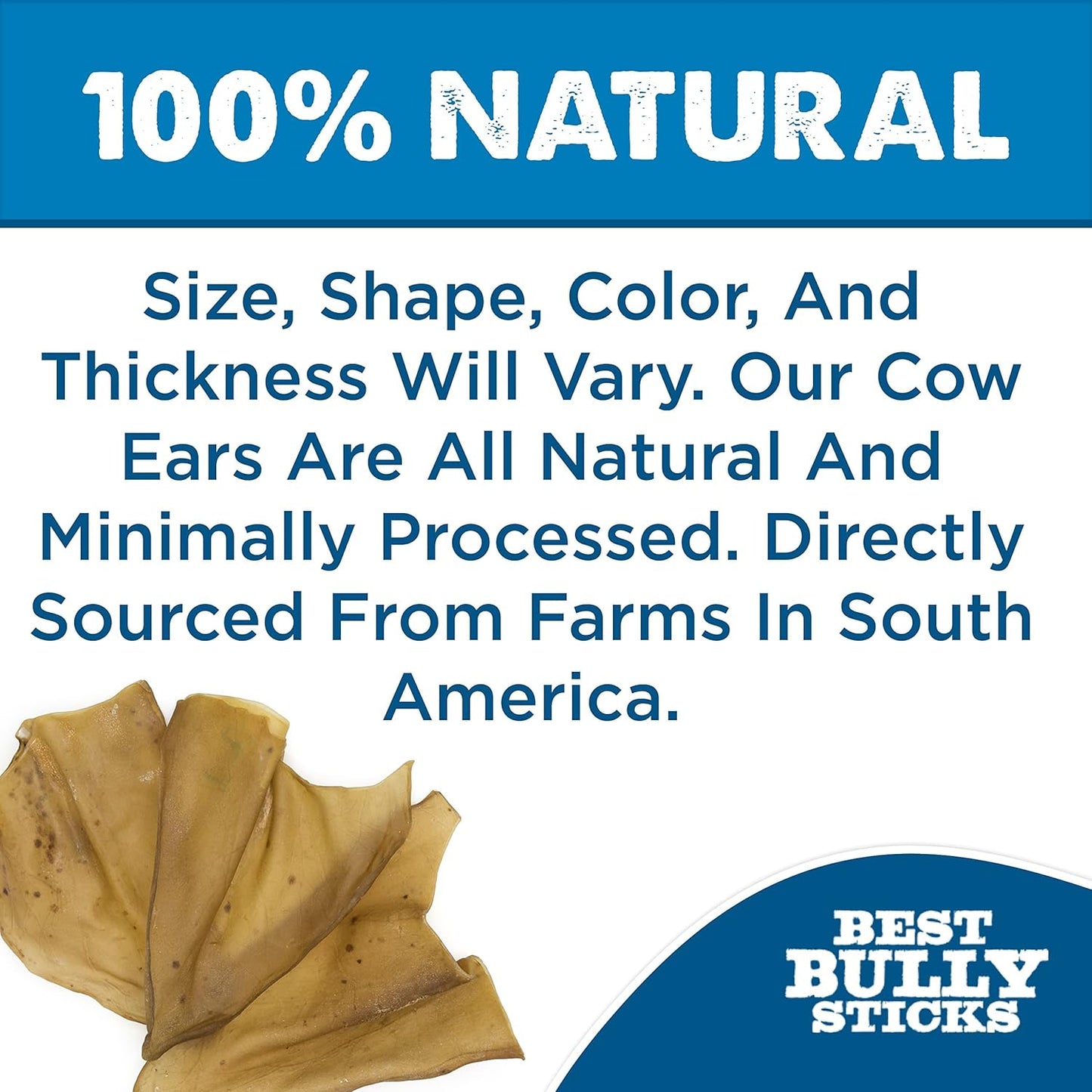 Best Bully Sticks Cow Ears for Dogs - 15 Count (Pack of 1) - Natural, Free-Range Grass-Fed, Single Ingredient, High Protein, Easily Digestible, Great for Various Breeds