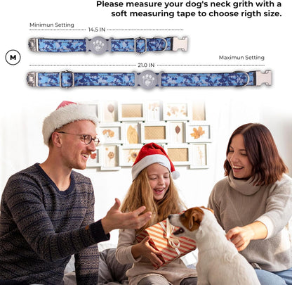 Airtag Dog Collar, Waterproof Airtag Holder, Apple Airtag Dog Collar, Heavy Duty Dog Collar, Adjustable, Soft, and Reflective for Medium and Large Dogs (Blue)