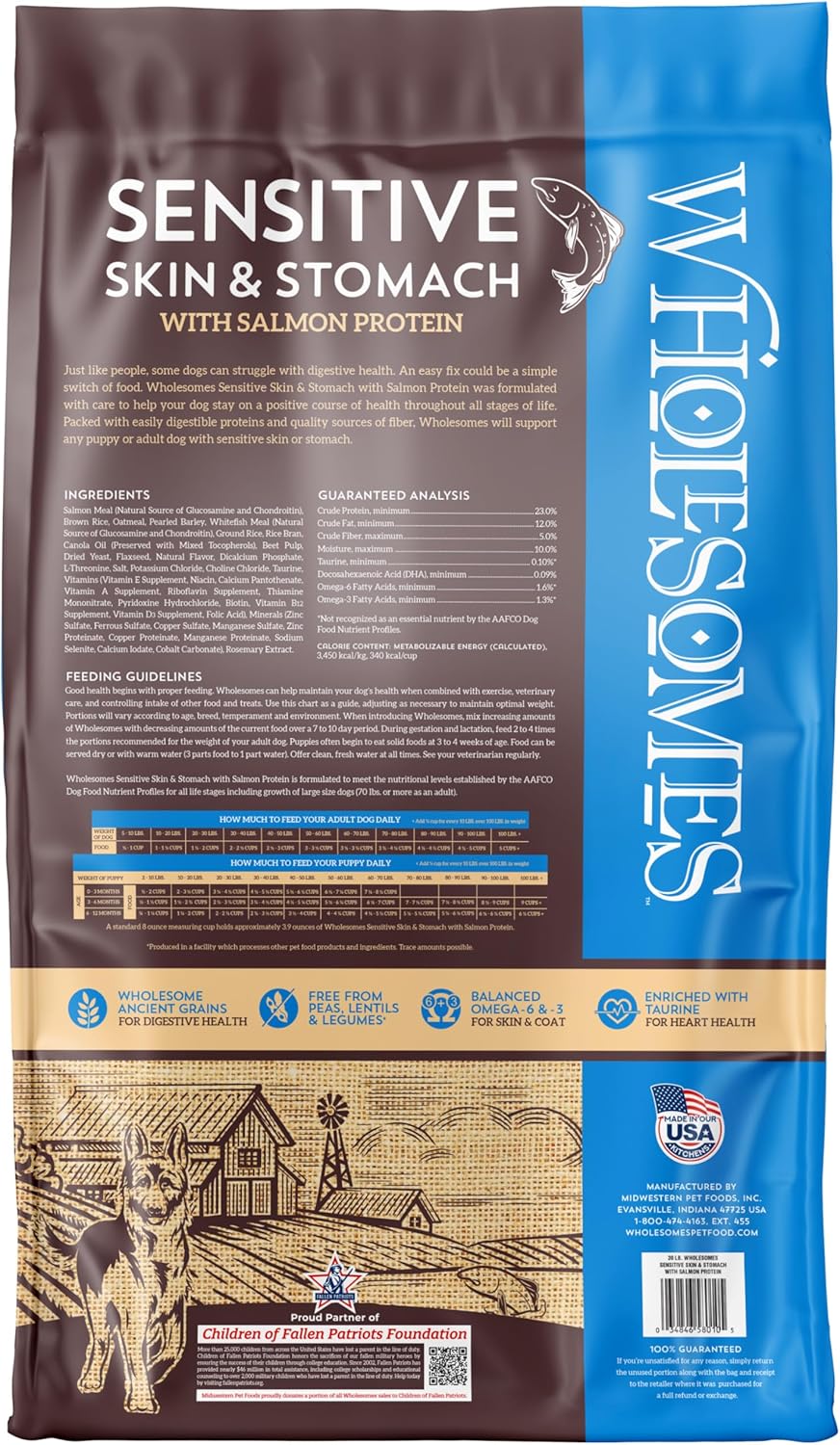 Wholesomes Sensitive Skin & Stomach with Salmon Protein Dry Dog Food 30 lb