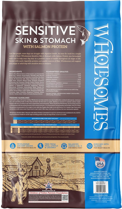 Wholesomes Sensitive Skin & Stomach with Salmon Protein Dry Dog Food 30 lb