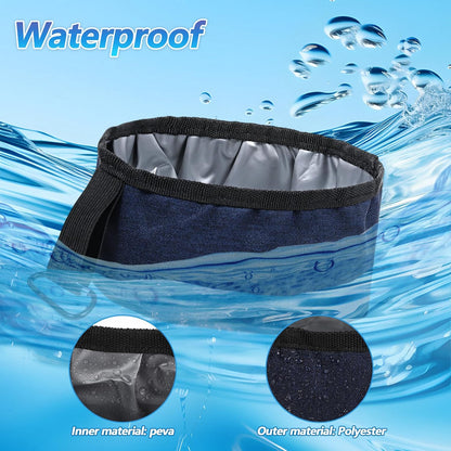 2 Pcs Foldable Portable Dog Bowls for Travel, 40 oz Water and Food Bowl for Dog, Puppy Waterproof Wear-Resistant Oxford Cloth