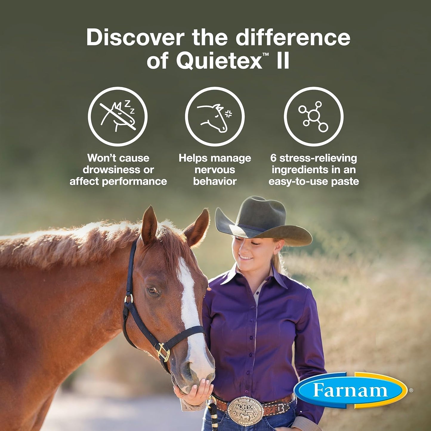 Farnam Quietex II Horse Calming Supplement Paste for Horses, Helps manage nervous behavior and keep horses calm & composed in stressful situations, 32.5 ml syringe